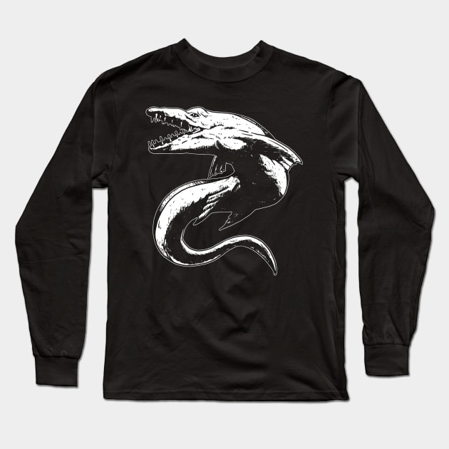 Mosasaurus with Powerful Jaws Long Sleeve T-Shirt by WorldDinosaurs